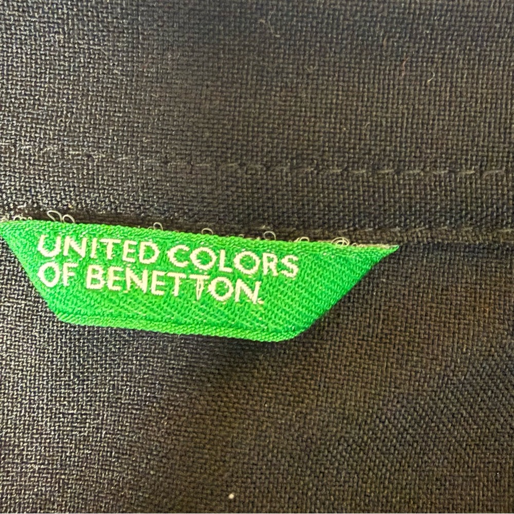 United Colors of Benetton Black Zip Front Jacket Blazer Minimalist Career - Picture 7 of 9